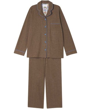 une nana cool 【綿混】コットンパイルパジャマMADEWITHLIBERTYFABRIC ブラウン
