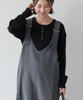 AMERICAN HOLIC バイパチヘンリーネックリブニットプルオーバー Black