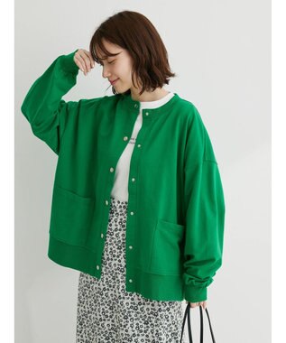 Green Parks ミニ裏毛オーバーサイズカーディガン Green