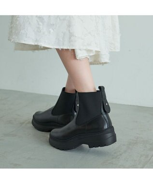 MODE ET JACOMO <carino>厚底サイドゴアブーツ ブラック