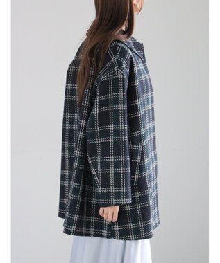 Te chichi ロービングチェックミドルコート《2025winter catalog item》 ネイビー