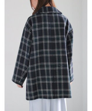 Te chichi ロービングチェックミドルコート《2025winter catalog item》 ネイビー