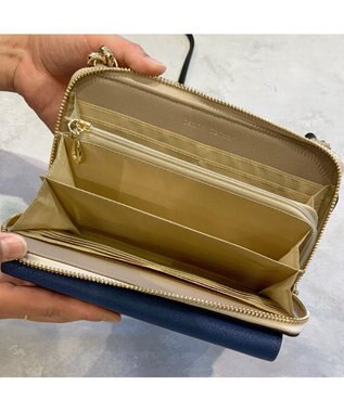 UNBILLION カシュカシュ cachecache / WEB限定カラーコンビウォレットショルダーバッグ ネイビー