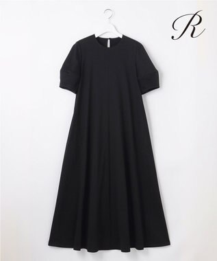 23区 【R(アール)】プレミアムコットンジャージー ランタンスリーブ ワンピース ブラック系