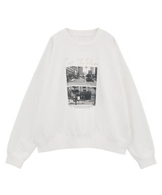 Green Parks オーバーサイズロゴ裏毛プルオーバー Off White