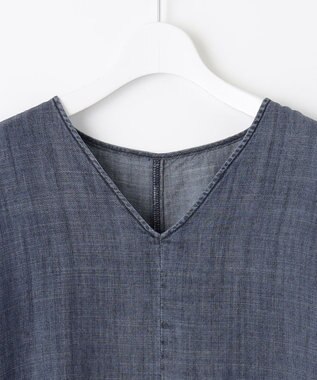 自由区 【洗える・XSサイズあり】テンセルリネンデニム ワンピース ネイビー系