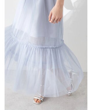earth music&ecology ティアードチュールスカート Grayish Blue
