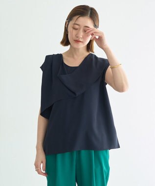 YECCA VECCA ドレープブラウス Navy