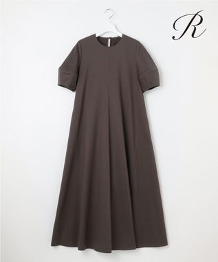 23区 【R(アール)】プレミアムコットンジャージー ランタンスリーブ ワンピース ブラウン系
