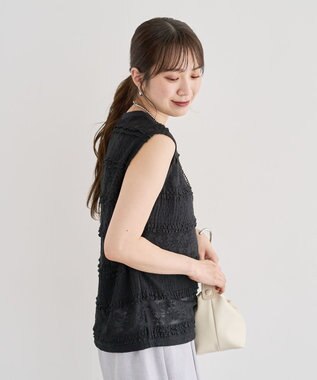 Green Parks ・ＳＵＧＡＲ　ＳＰＯＯＮ　フリルレースノースリーブ Black