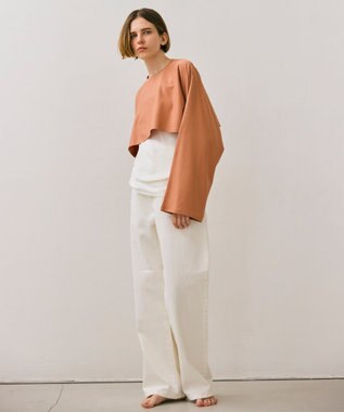 BEIGE， 【BEIGE,ecru/WEB限定・洗える】JERSEY STITCH / コットンクロップドトップス Nude camel