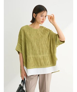 Green Parks カットジャガード裾ドッキングプルオーバー Green