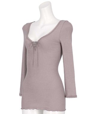 AMPHI あったかインナー 薄手 リブ素材 ９分袖 長袖 UWF360 アンフィ／ワコール ピーチ