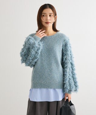 Green Parks 裾ドッキングホワイトインナー Stripe Blue