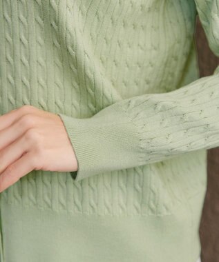 Tiaclasse ワンポイント刺繍ケーブルカーディガン ミント
