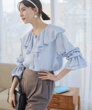 WEGO 【ANGIE VINTAGE】ラッフルブラウス サックス
