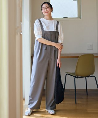 ANY イージーケアライトストレッチサロペット グレー