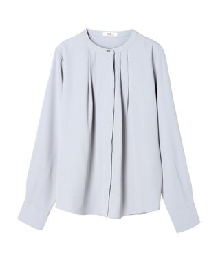 earth music&ecology ノーカラーフロントタックブラウス Light Gray