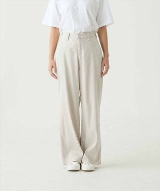 caqu linen rayon stretch wide pants リネンレーヨンストレッチワイドパンツ ecru