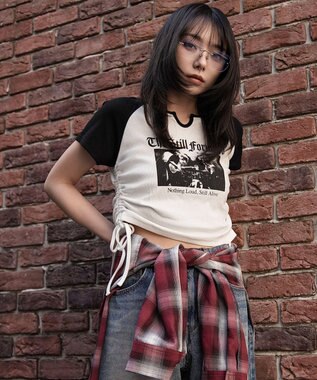 WEGO キーネックサイドレースアップちびT 柄3