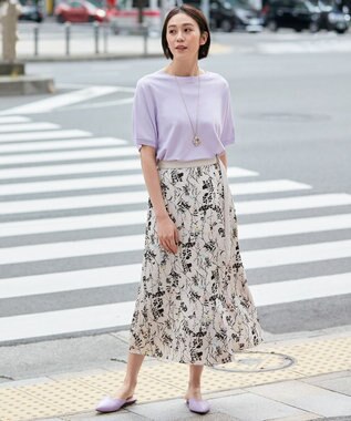 自由区 【好評につき新色追加・9色展開・洗える・XSサイズあり】クレープストレッチドルマン ニット ライラック系