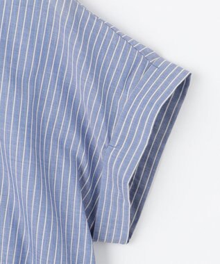 ANY L 半袖ティアードブラウス ネイビー×ストライプ