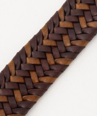 JOSEPH ABBOUD レザーメッシュ　ベルト ダークブラウン系