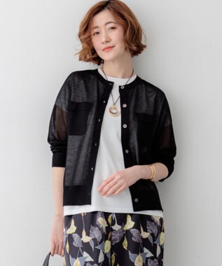 23区 【先行予約/WEB&一部店舗限定カラーあり】シャイニーシアー フラップポケット カーディガン ブラック系