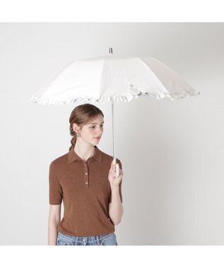 MOONBAT 【晴雨兼用折りたたみ日傘】ポール & ジョー (PAUL & JOE ACCESSOIRES) クリザンテームワンポイントフリル 一級遮光99.99% 遮熱 UV 晴雨兼用