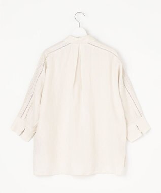 自由区 【XSサイズ～/洗える/セット可】エンブロイダリーリネン前開き シャツブラウス アイボリー系