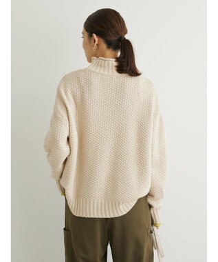 Green Parks 袖ラインカノコ編みニットプルオーバー Off White