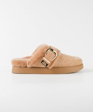 STEVE MADDEN COZY-UP ファーバックルサボ タン