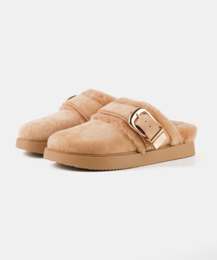 STEVE MADDEN COZY-UP ファーバックルサボ タン