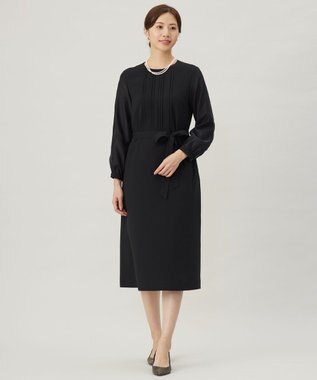 J.PRESS LADIES 【洗える】ノルディス2wayジョーゼット タックディテール ワンピース ブラック系