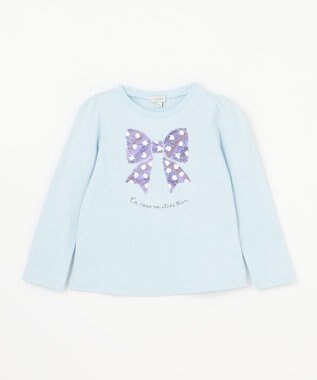 ANY KIDS ミラクルスパンコール長袖Tシャツ サックスブルー（リボン）
