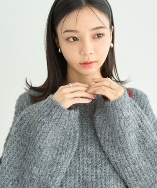 earth music&ecology ふわふわＭＩＸヤーンチュニック Charcoal Gray