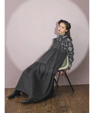 Green Parks ■ＥＳＣＡＲ　フリルキャミティアードワンピース Black