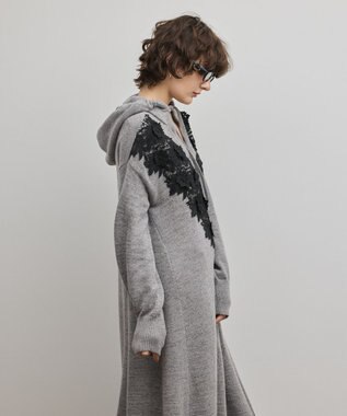 GRACE CONTINENTAL ケミカルレースニットワンピース グレー