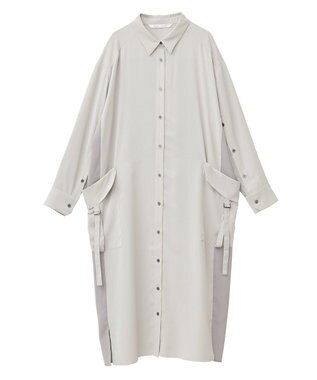 YECCA VECCA カーゴデザイン配色シャツワンピース Light Beige