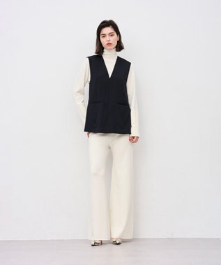 uncrave ウォッシャブルウールライクツイル ジレ ダークネイビー