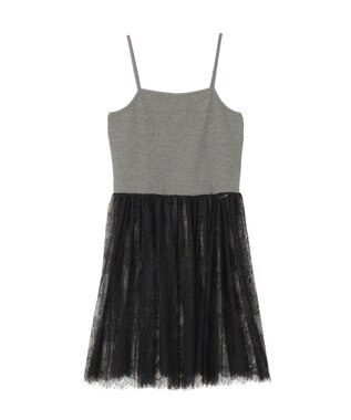 earth music&ecology チュールヘムキャミソール Dark Gray Mixture