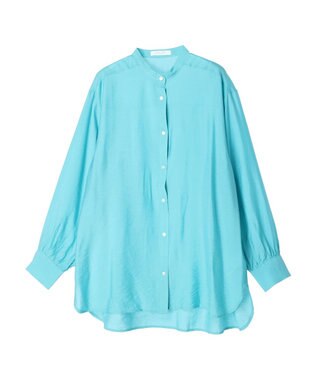 Green Parks バンドカラーシアーシャツ Blue Green