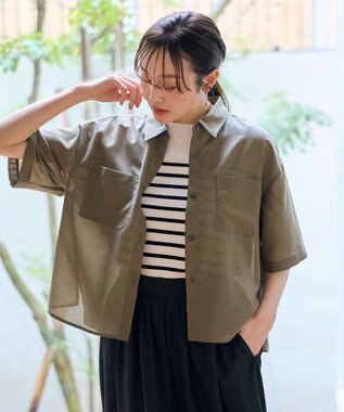 ANY L シアーテックリネンシャツ カーキ