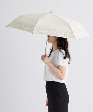  晴雨兼用日傘 折りたたみ傘 ラインフラワー／遮光 遮熱 UV