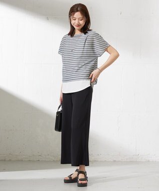 J.PRESS LADIES L シアーボーダーツイン カットソー ネイビー系1