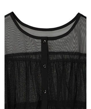 Green Parks ・ＳＵＧＡＲ　ＳＰＯＯＮ　チュールティアードブラウス Black