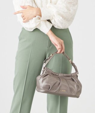 LA BAGAGERIE シープレザー　ギャザーミニバッグ ガンメタリック