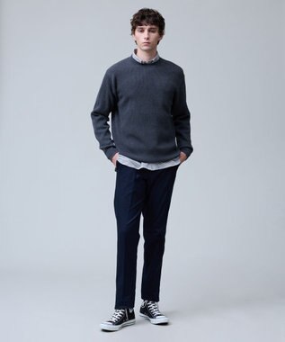 J.PRESS MEN 洗練されたシルエットと機能美【ストレッチ】トリコチン ステムテーパードパンツ ネイビー系