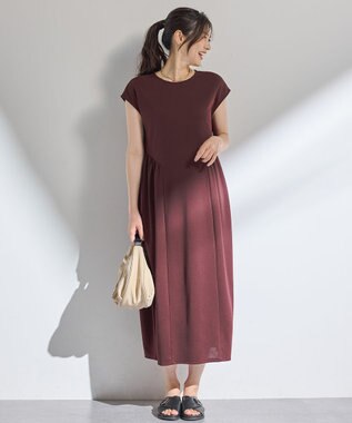 ANY L 【洗濯機可】ライトポンチコクーンワンピース ワイン