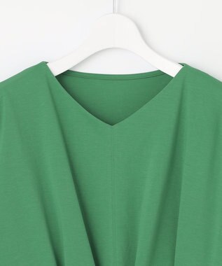 自由区 L 【放湿性/保湿性】イージートップス タックディテール カットソー グリーン系